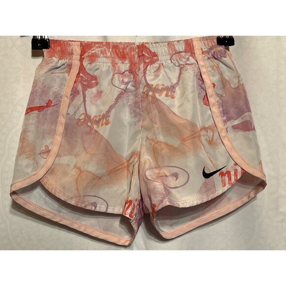 Nike Dri-Fit Girls Printed Athletic Shorts Size S 4-5 Years Watercolor Design Li - Picture 1 of 9